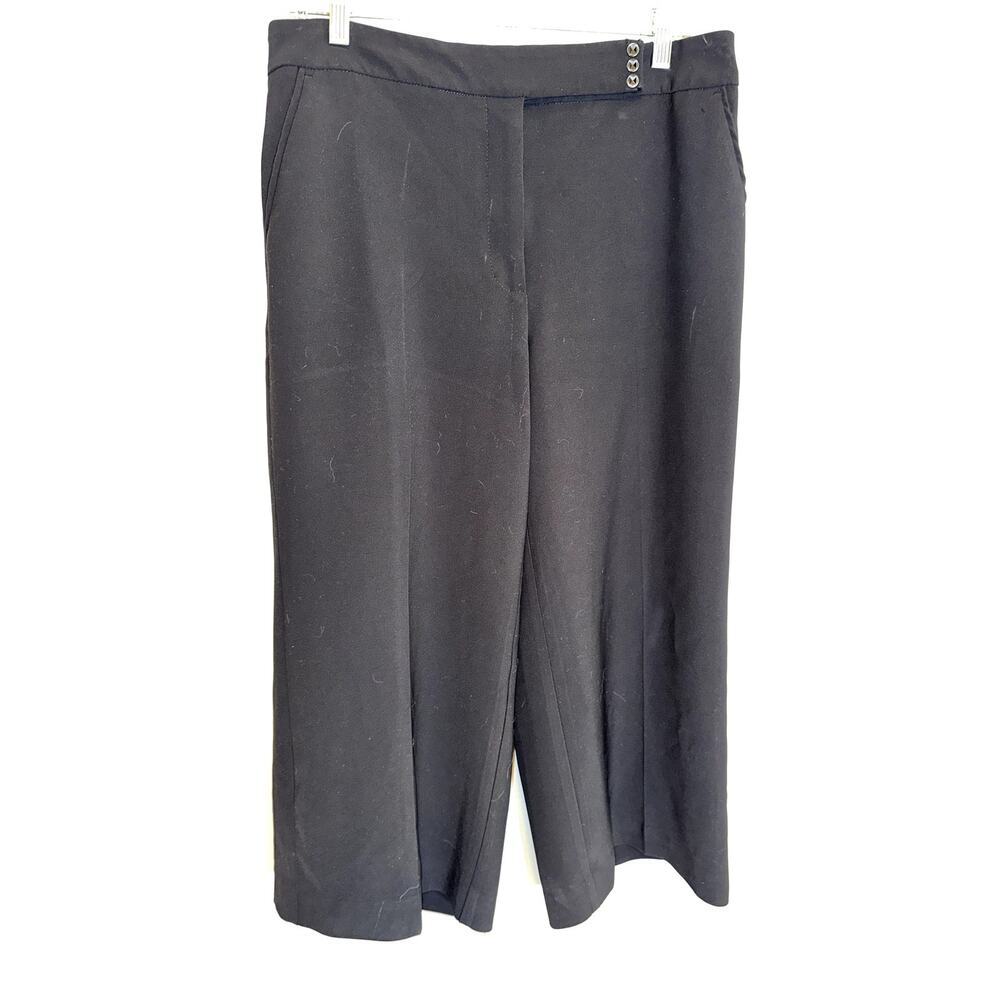 White House Black Market Cropped Wide Leg Lined Dress pants Grey Size 8